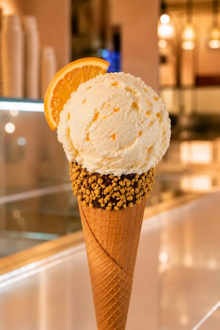 Chocolate orange gelato at Chanté Gelato